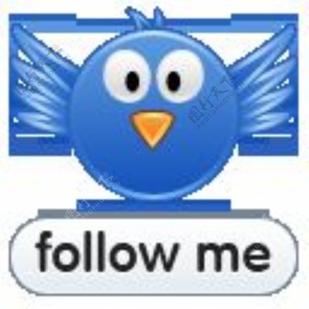 6个蓝色推特鸟跟着我的图标