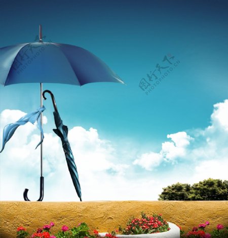 创意雨伞意境设计PSD素材