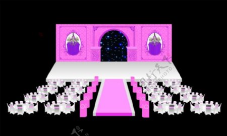 粉色婚礼舞台效果图