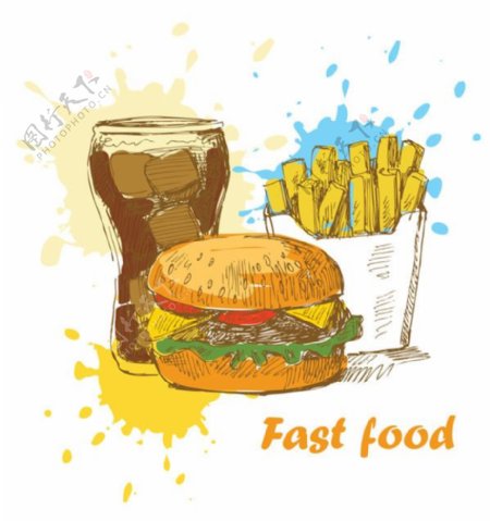 矢量素材手绘食物插画