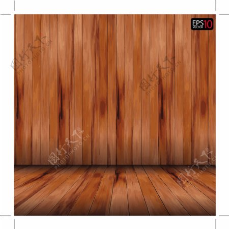 室内木板装饰墙壁矢量素材