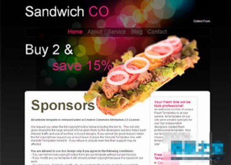 七彩炫光美味汉堡食品网站模板