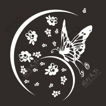 印花矢量图色彩黑白色动物蝴蝶免费素材