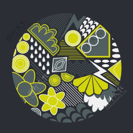 印花矢量图T恤图案花纹植物花纹色彩免费素材