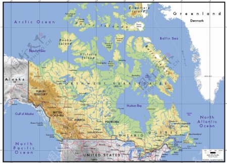精美矢量世界地图素材加拿大地图