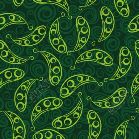 豌豆花纹绿色背景矢量图