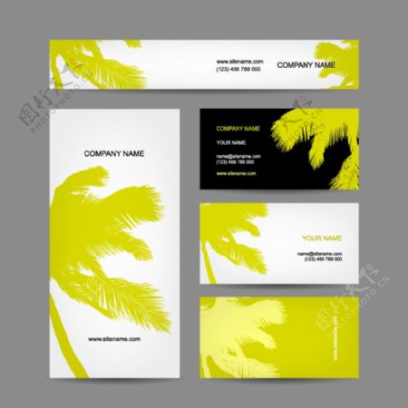椰树背景名片海报设计图片