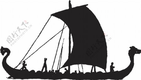 印花矢量图船交通工具运输工具帆船免费素材