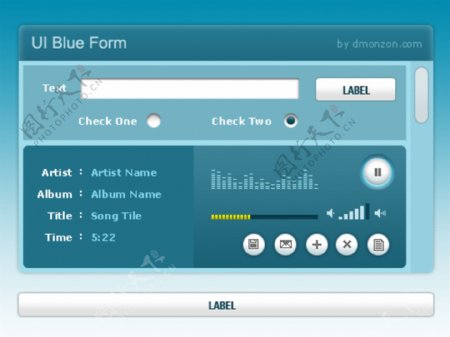 漂亮的蓝色的WebUI元素盒PSD
