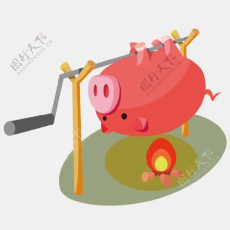 印花矢量图可爱卡通卡通动物小猪烤乳猪免费素材