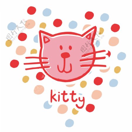 印花矢量图女童卡通动物小猫咪图形免费素材