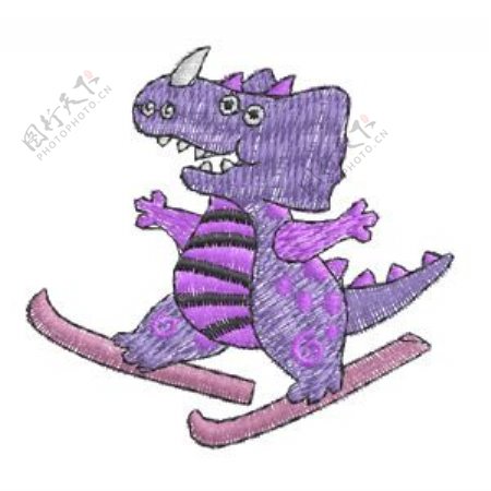 绣花动物鳄鱼色彩图标免费素材