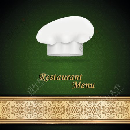 厨师的帽子和餐馆的菜单封面设计矢量图04
