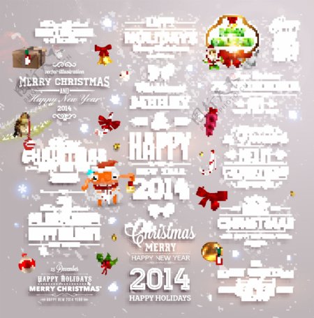 2014新年和圣诞节装饰矢量标签06