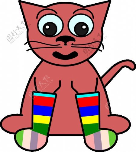 穿彩虹袜剪贴画卡通猫