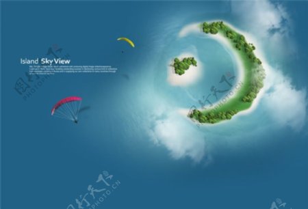 月牙小岛风景图免费下载