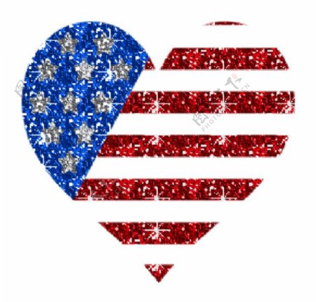 位图爱心心形美国国旗色彩免费素材