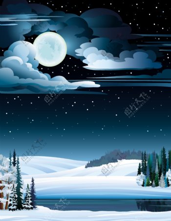 卡通冬季雪景图片