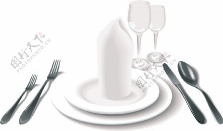 白色陶瓷餐具矢量素材