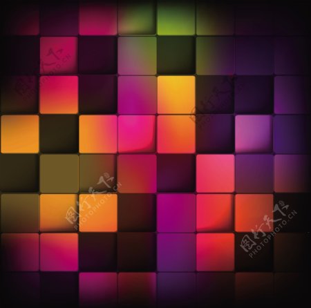 彩色的立方体方块辉光背景