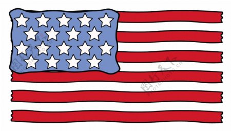 美国国旗卡通矢量图