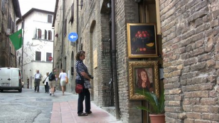 意大利圣吉米尼亚诺商店出售股票的录像艺术视频免费下载