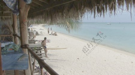 波拉波拉海滩场景从咖啡股票视频