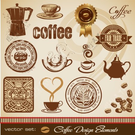 经典的欧洲咖啡图标矢量素材