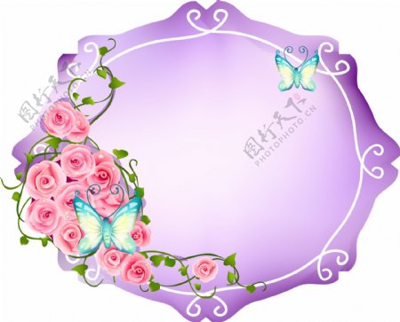 紫色边框蝴蝶花朵下载