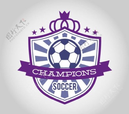 紫色足球徽章标签