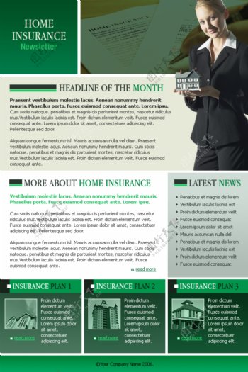 绿色房屋保险邮件网页模板