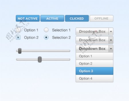 蓝色的小网页元素psdUI工具包
