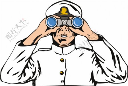 海军上尉的水手用望远镜