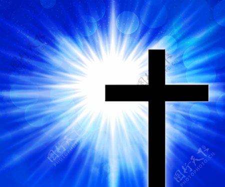 教的十字架的蓝色背景