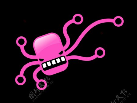 愤怒的粉红色的大章鱼