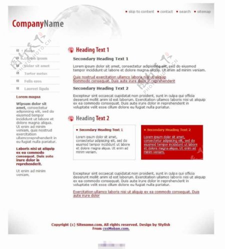 红色商务企业网站CSS模板