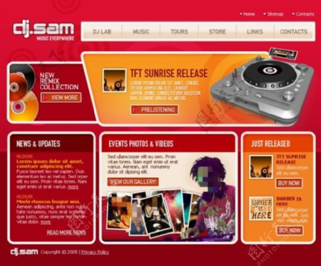 红色DJ网站psd模板