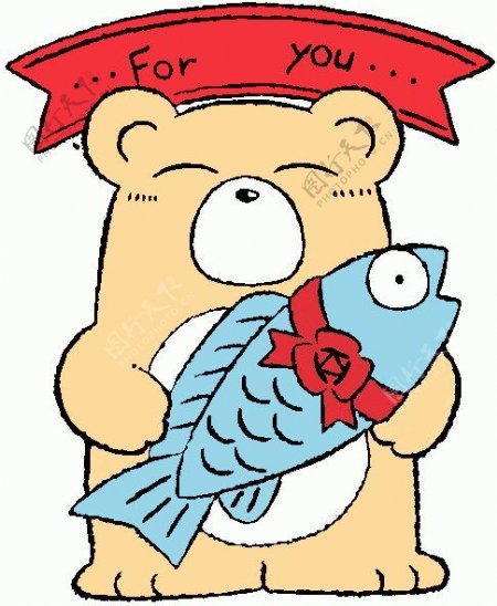 位图卡通动物鱼熊可爱卡通免费素材