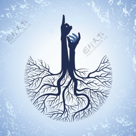 树根手势logo设计图片