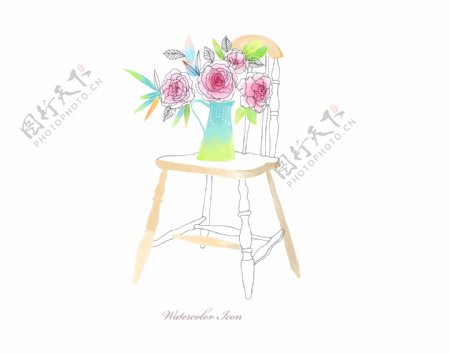 凳子上的美丽花朵