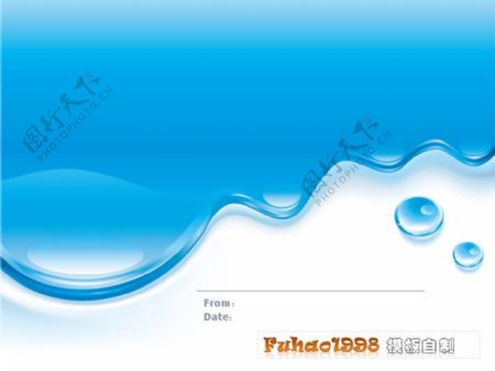 水元素蓝色水珠背景PPT模板