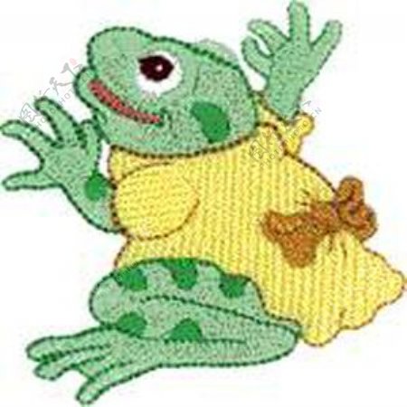 绣花动物绿色黄色青蛙免费素材