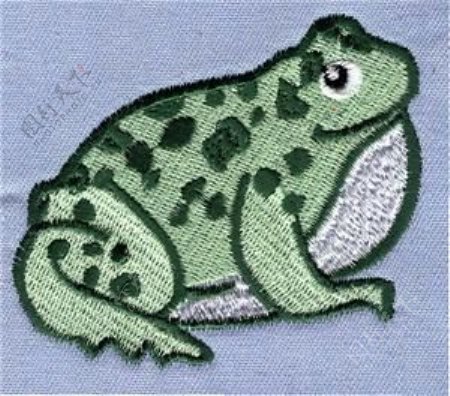 绣花动物青蛙青色绿色免费素材