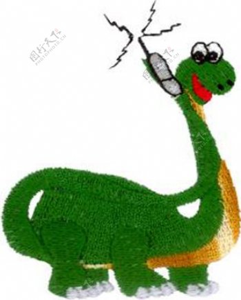 绣花动物恐龙色彩绿色免费素材