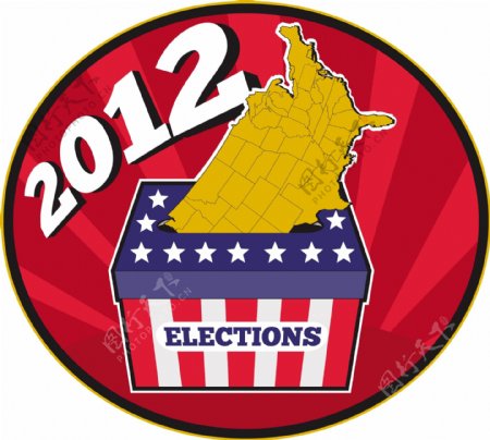 美国大选投票箱美国地图2012