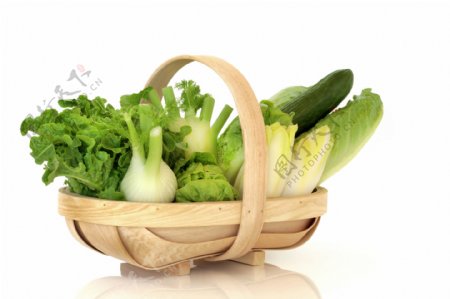 蔬菜背景白菜生菜大蒜竹篮图片