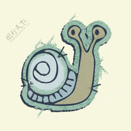 印花矢量图T恤图案可爱卡通动物蜗牛免费素材