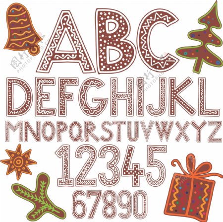 可爱的节日的字母和数字设计矢量图01
