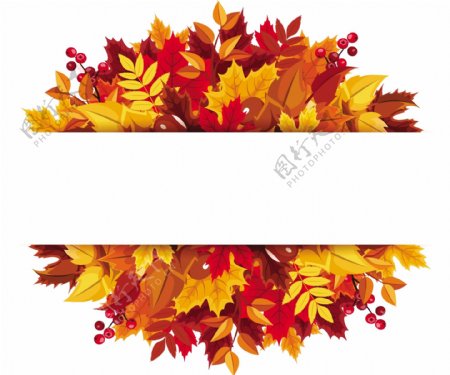 浇花壶和秋叶背景矢量素材