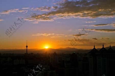 京城日落图片